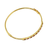 0.99 Ct.Tw. Ruby Natural Diamond Solitaire Bracelet, 14K Yellow Gold Image