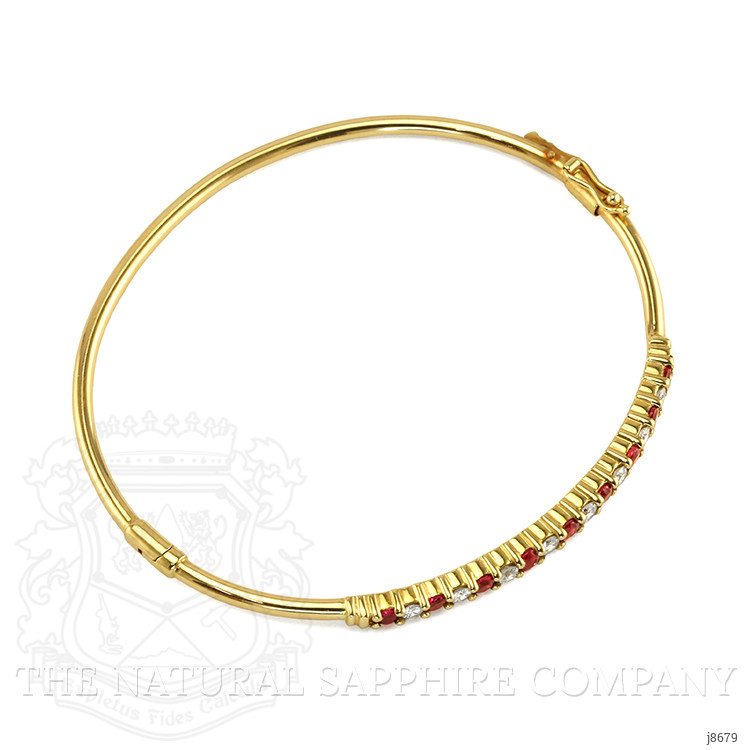 0.99 Ct.Tw. Ruby Natural Diamond Solitaire Bracelet, 14K Yellow Gold