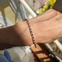 0.99 Ct.Tw. Ruby Natural Diamond Solitaire Bracelet, 14K Yellow Gold Life Style