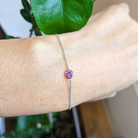 0.40&nbsp;Ct.Tw.Total Carat Weight Pink Sapphire Bezel Bracelet, 14K White Gold Life Style