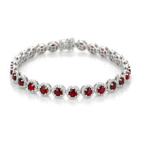 8.34 Ct.Tw. Ruby Natural Diamond Pave Bracelet, 14K White Gold Video