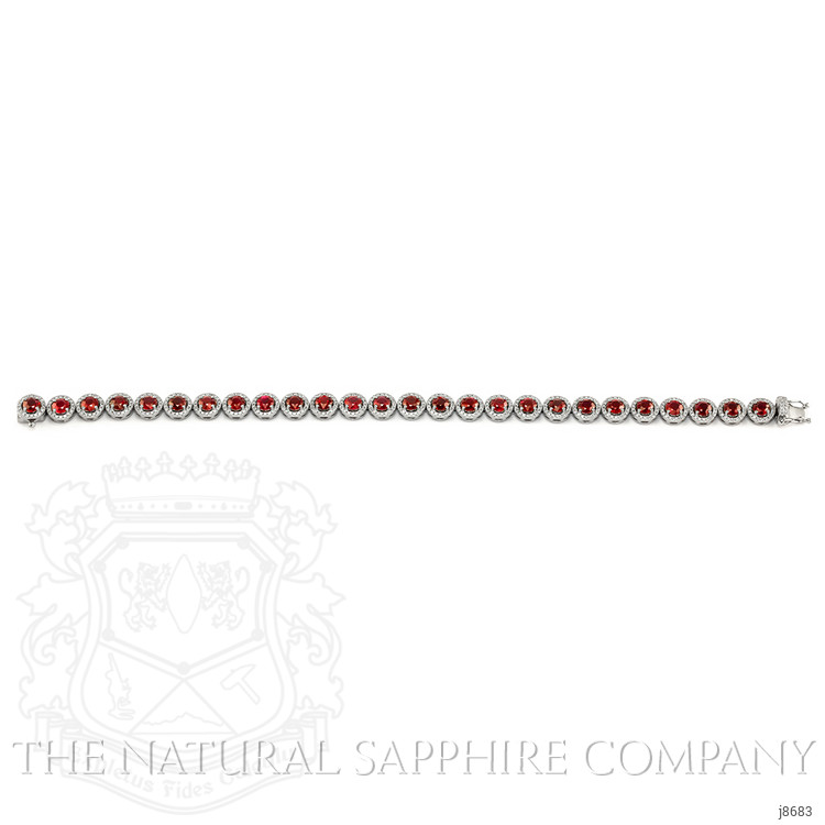 8.34 Ct.Tw. Ruby Natural Diamond Pave Bracelet, 14K White Gold