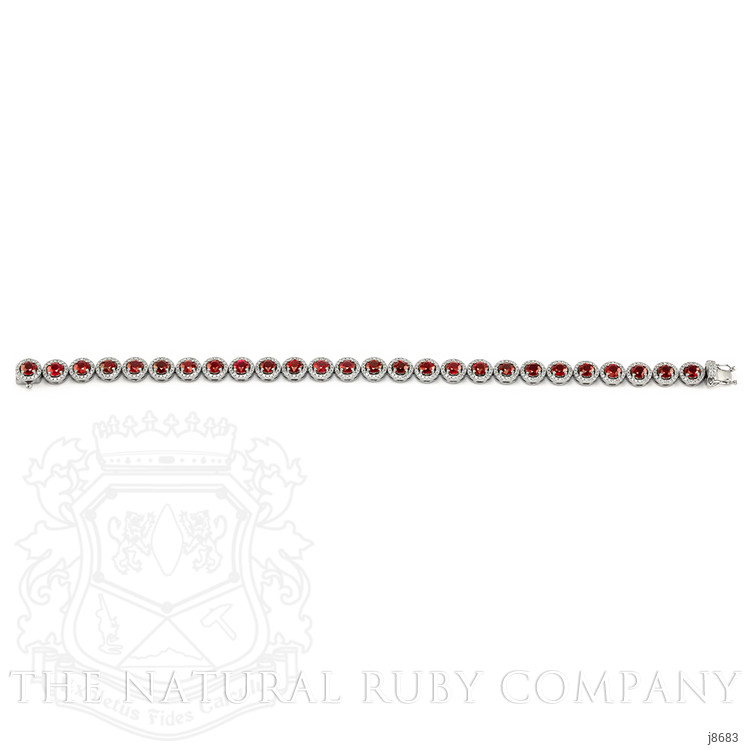 8.34 Ct.Tw. Ruby Natural Diamond Pave Bracelet, 14K White Gold