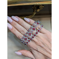 8.34 Ct.Tw. Ruby Natural Diamond Pave Bracelet, 14K White Gold Life Style