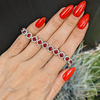 8.34 Ct.Tw. Ruby Natural Diamond Pave Bracelet, 14K White Gold Life Style