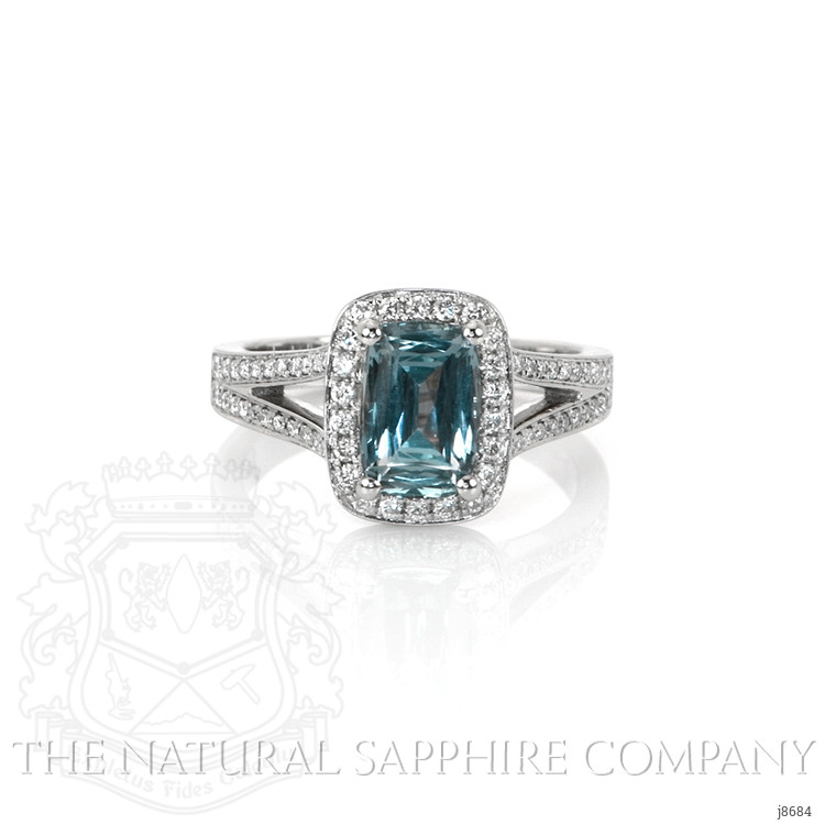 2.47 Ct. Greenish Blue Sapphire and Natural Diamond Pave Ring, Platinum 950