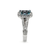 2.47 Ct. Greenish Blue Sapphire and Natural Diamond Pave Ring, Platinum 950 Image