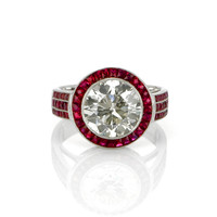 2.20 Ct. Ruby Natural Diamond Halo Ring, Platinum 950 Video
