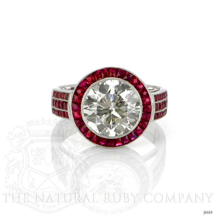 2.20 Ct. Ruby Natural Diamond Halo Ring, Platinum 950