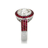 2.20 Ct. Ruby Natural Diamond Halo Ring, Platinum 950 Image