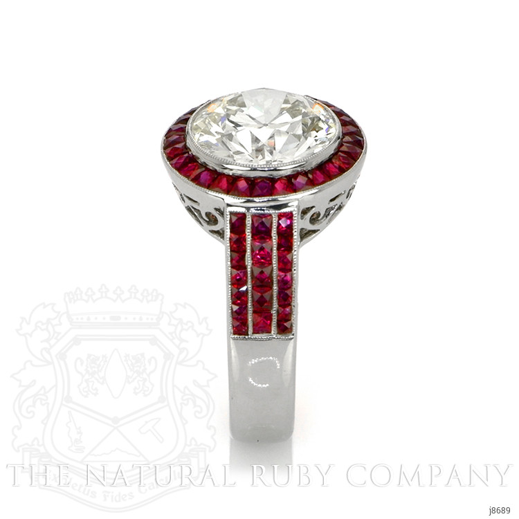2.20 Ct. Ruby Natural Diamond Halo Ring, Platinum 950