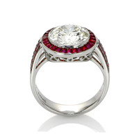 2.20 Ct. Ruby Natural Diamond Halo Ring, Platinum 950 Image