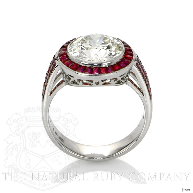 2.20 Ct. Ruby Natural Diamond Halo Ring, Platinum 950