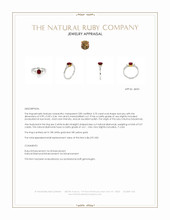 0.70 Ct. Ruby and Natural Diamond Three Stone Ring, 18K White & Yellow Appraisal