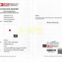 0.70 Ct. Ruby and Natural Diamond Three Stone Ring, 18K White & Yellow Scan Report