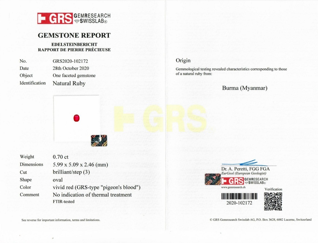 0.70 Ct. Ruby and Natural Diamond Three Stone Ring, 18K White & Yellow