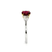 0.70 Ct. Ruby Natural Diamond Three Stone Ring, 18K White & Yellow Image