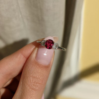 0.70 Ct. Ruby Natural Diamond Three Stone Ring, 18K White & Yellow Life Style