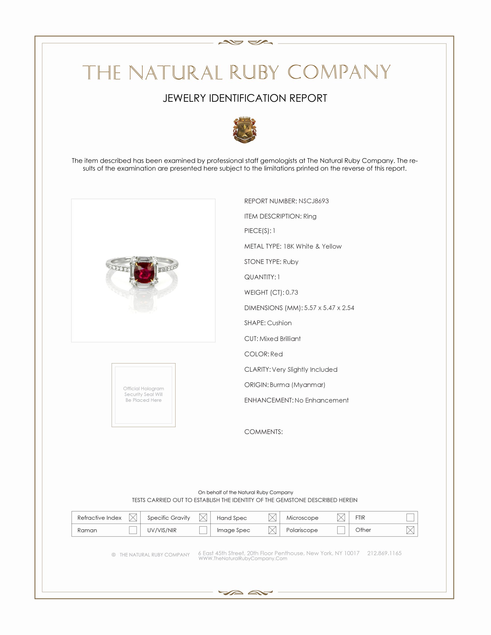 0.73 Ct. Ruby and Natural Diamond Pave Ring, 18K White & Yellow