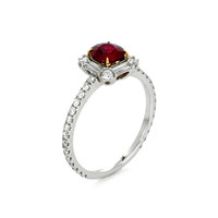 0.73 Ct. Ruby and Natural Diamond Pave Ring, 18K White & Yellow Image