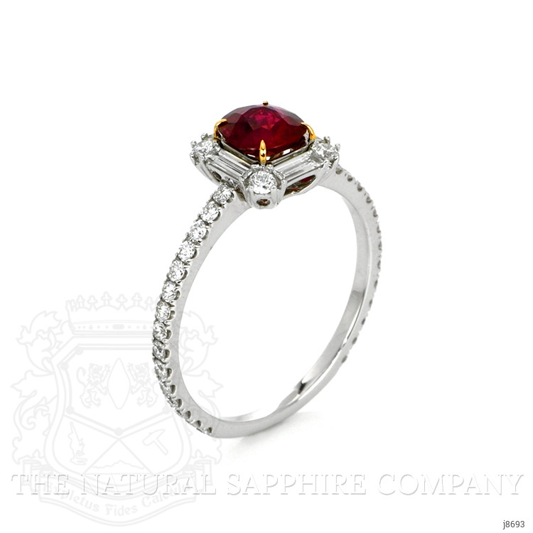 0.73 Ct. Ruby and Natural Diamond Pave Ring, 18K White & Yellow