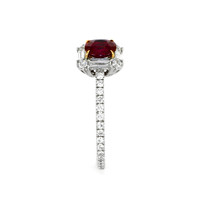 0.73 Ct. Ruby and Natural Diamond Pave Ring, 18K White & Yellow Image