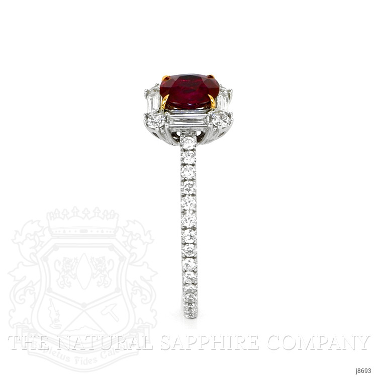 0.73 Ct. Ruby and Natural Diamond Pave Ring, 18K White & Yellow