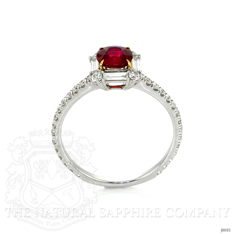 0.73 Ct. Ruby and Natural Diamond Pave Ring, 18K White & Yellow