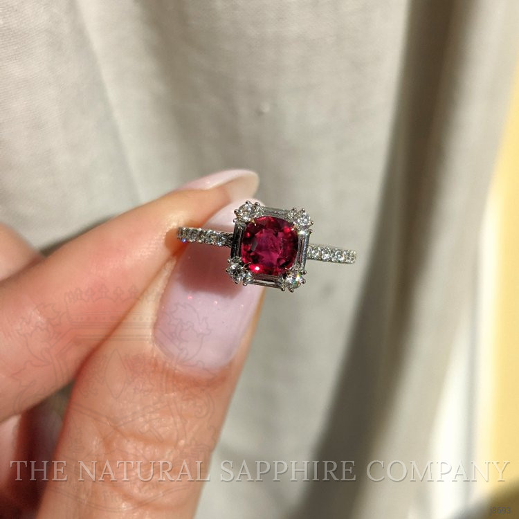 0.73 Ct. Ruby and Natural Diamond Pave Ring, 18K White & Yellow