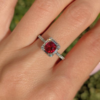 0.73 Ct. Ruby Natural Diamond Pave Ring, 18K White & Yellow Life Style