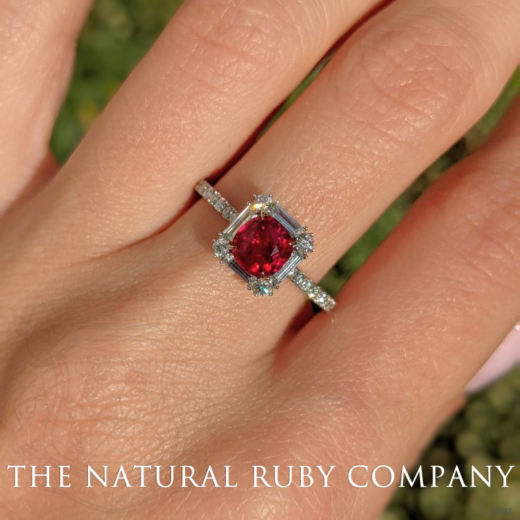 0.73 Ct. Ruby and Natural Diamond Pave Ring, 18K White & Yellow