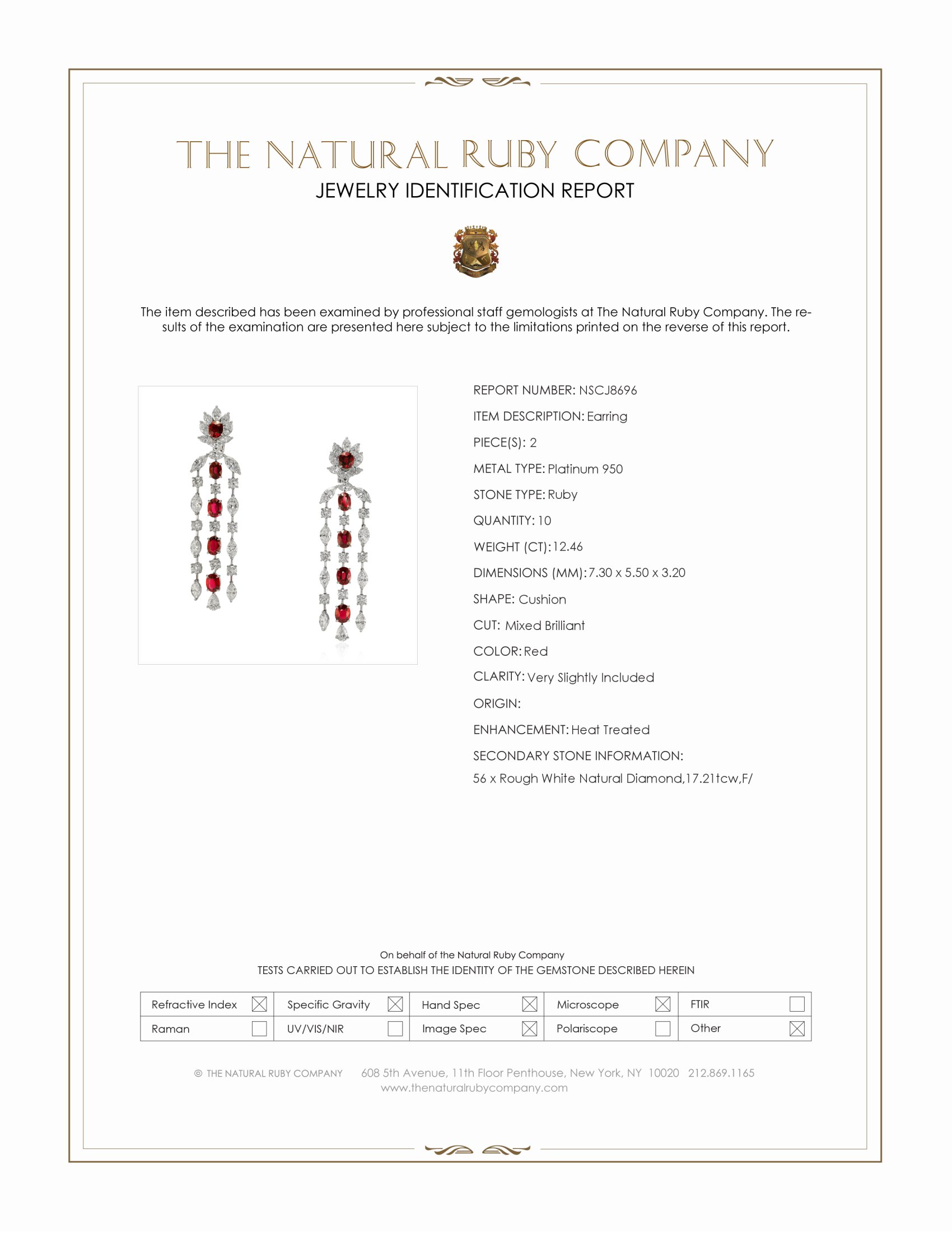 12.46 Ct.Tw. Ruby and Natural Diamond Halo Earrings, Platinum 950