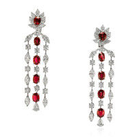 12.46 Ct.Tw. Ruby Natural Diamond Accent Stones Earrings, Platinum 950 Video