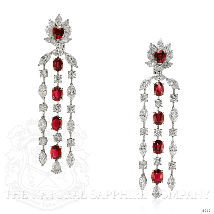 12.46 Ct.Tw. Ruby Natural Diamond Accent Stones Earrings, Platinum 950