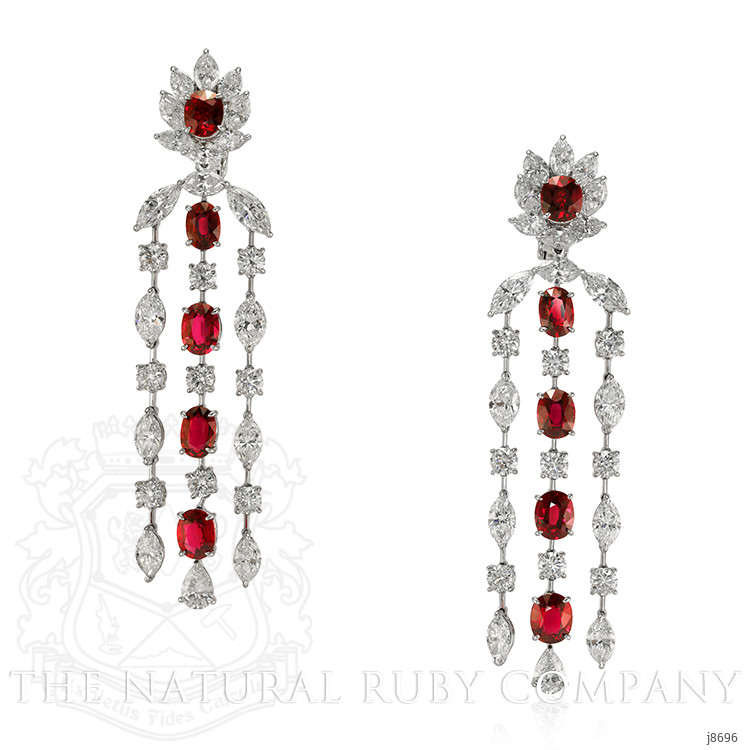 12.46 Ct.Tw. Ruby Natural Diamond Accent Stones Earrings, Platinum 950