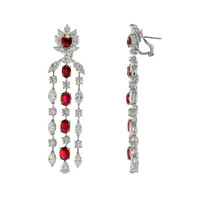 12.46 Ct.Tw. Ruby Natural Diamond Accent Stones Earrings, Platinum 950 Image