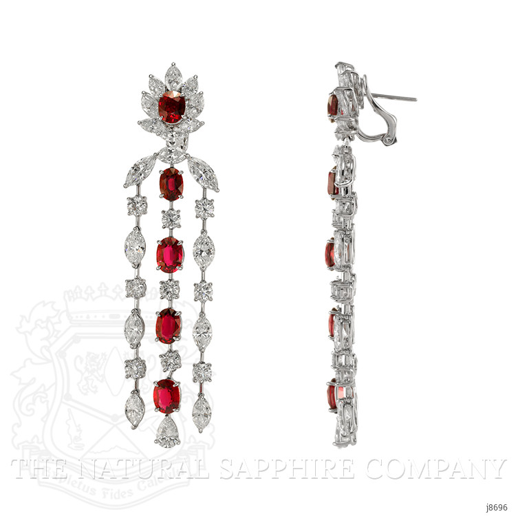 12.46 Ct.Tw. Ruby Natural Diamond Accent Stones Earrings, Platinum 950