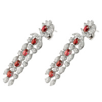12.46 Ct.Tw. Ruby Natural Diamond Accent Stones Earrings, Platinum 950 Image