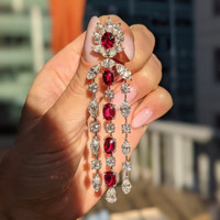12.46 Ct.Tw. Ruby Natural Diamond Accent Stones Earrings, Platinum 950 Life Style