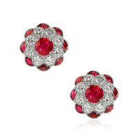 2.00 Ct.Tw.Total Carat Weight Ruby and Diamond Halo Earrings, Platinum 950 Video