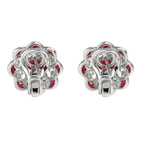 2.00 Ct.Tw.Total Carat Weight Ruby and Diamond Halo Earrings, Platinum 950 Image