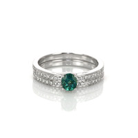 0.58 Ct. Sapphire Natural Diamond Pave Ring, 14K White Gold Video