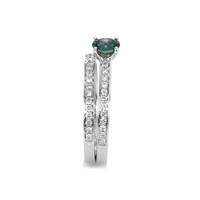 0.58 Ct. Sapphire Natural Diamond Pave Ring, 14K White Gold Image