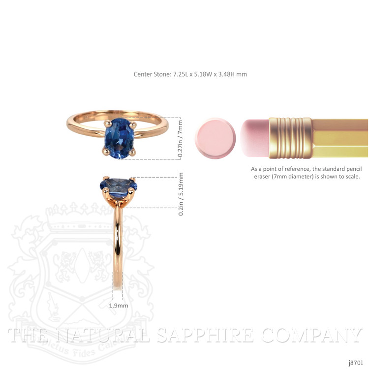 1.04 Ct. Blue Sapphire Solitaire Ring, 14K Rose Gold