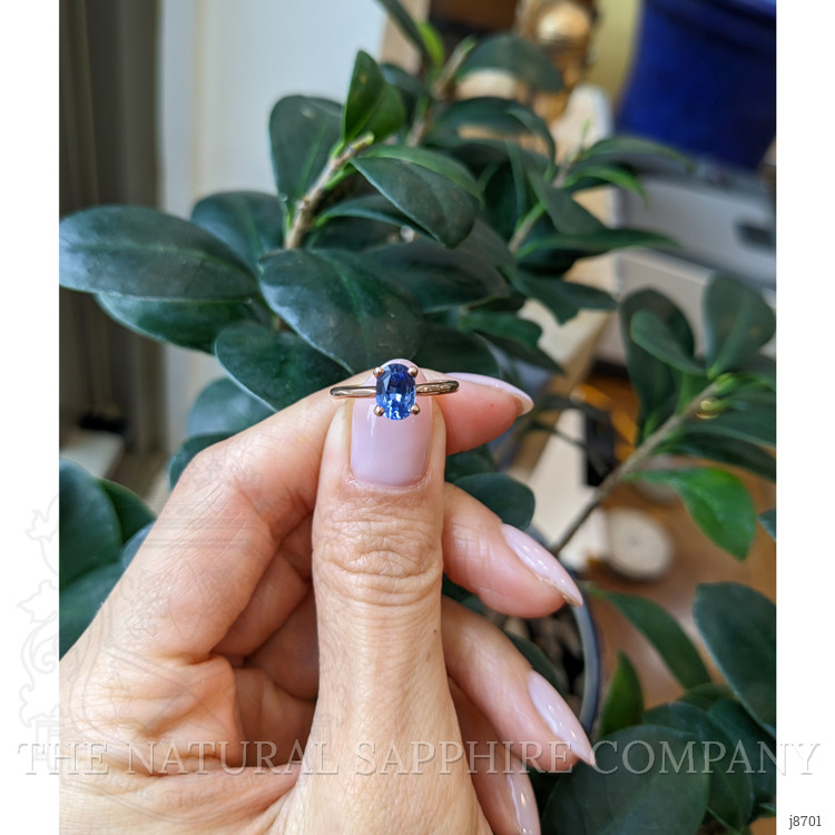 1.04 Ct. Blue Sapphire Solitaire Ring, 14K Rose Gold