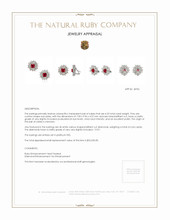 4.25 Ct.Tw.Total Carat Weight Ruby and Natural Diamond Accent Stones Earrings, Platinum 950 Appraisal