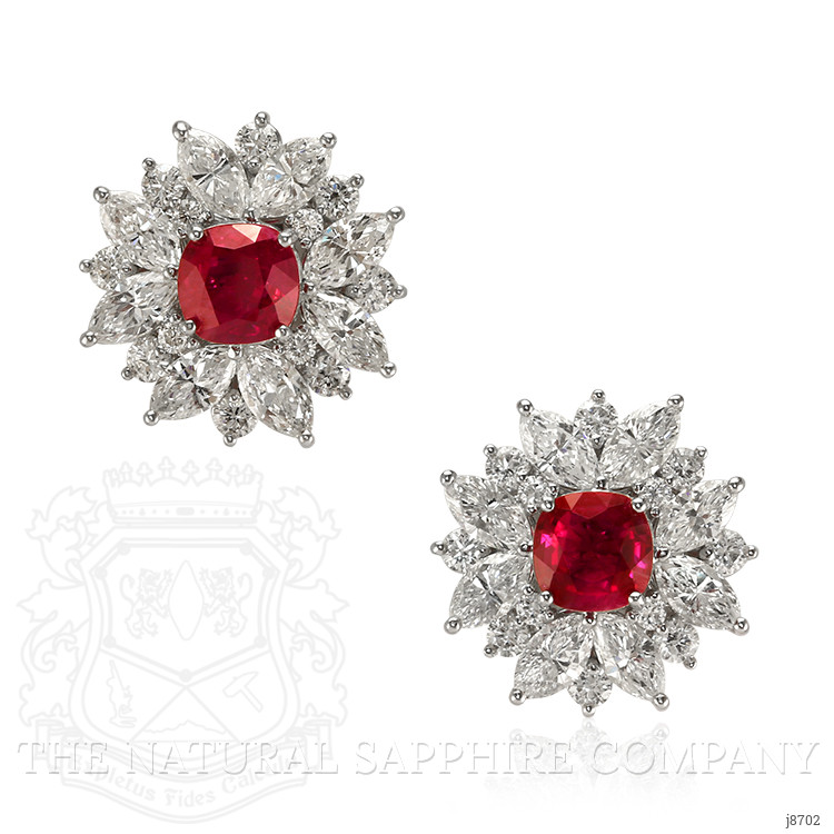 4.25 Ct.Tw. Ruby and Natural Diamond Accent Stones Earrings, Platinum 950