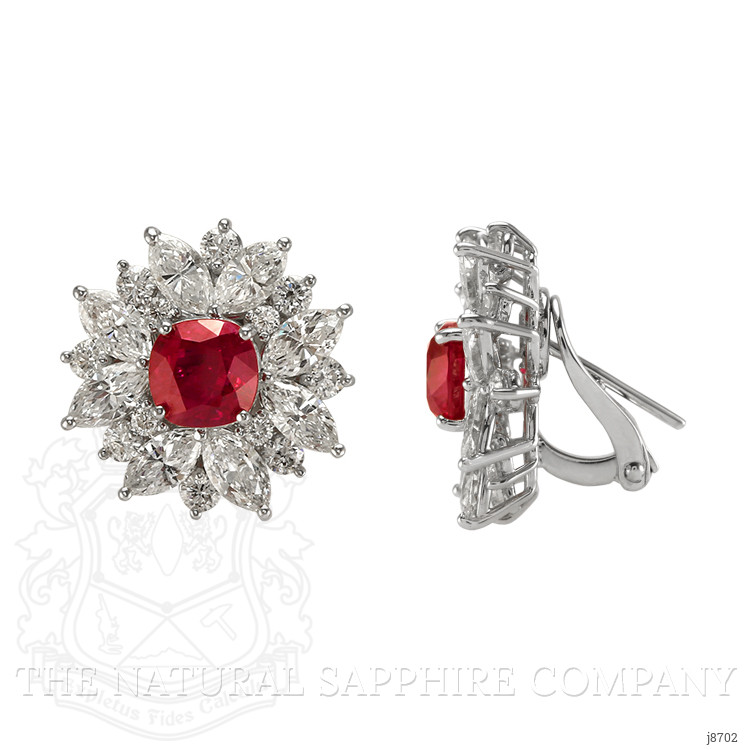 4.25 Ct.Tw. Ruby and Natural Diamond Accent Stones Earrings, Platinum 950