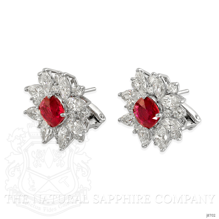 4.25 Ct.Tw. Ruby and Natural Diamond Accent Stones Earrings, Platinum 950