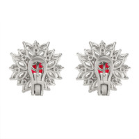 4.25 Ct.Tw.Total Carat Weight Ruby and Natural Diamond Accent Stones Earrings, Platinum 950 Image